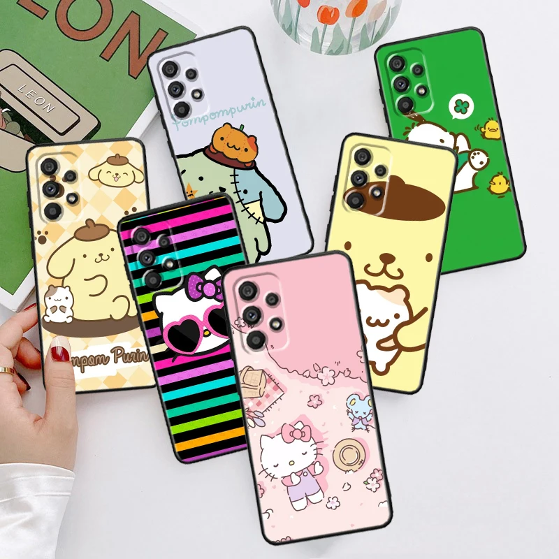 

Pompompurin Sanrio Cartoon For Samsung A53 A52 A33 A32 A51 A71 A21S A13 A73 A50 A22 A23 A03 A72 A54 A12 5G Black Phone Case