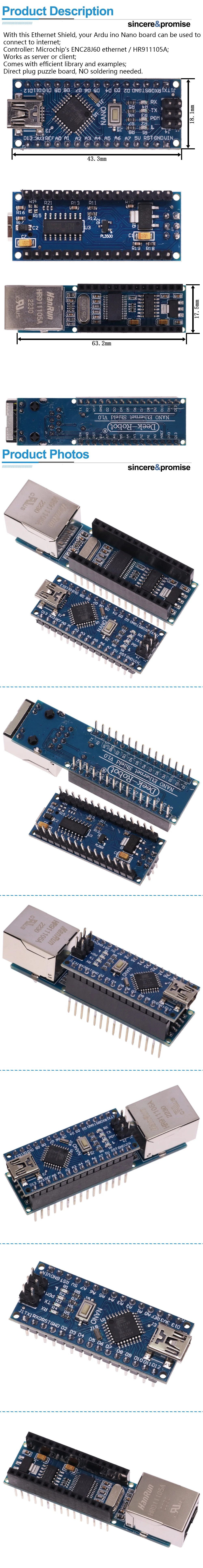 MINI ENC28J60 Ethernet Schild V 1,0 RJ45 Microchip HR911105A Webserver Modul Für Arduino Diy Kit Kompatibel Nano 3,0 V3 CH340G – Detail 3