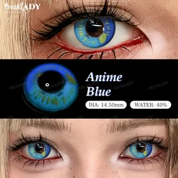Vibrant Red Anime Cosplay Contact Lenses - Perfect for Halloween and Costume Parties (Anime Blue)