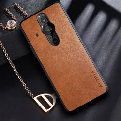 Premium Retro Business Leather Case for Xperia Pro I (Orange)