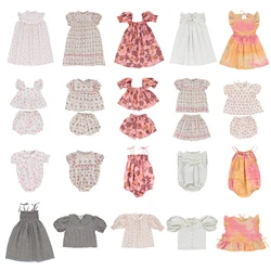 2023 Bebe Summer Children Dress Girls Floral Princess Dresses Child Tops Shorts Newborn Rompers Baby Clothes Kid Birthday Suit