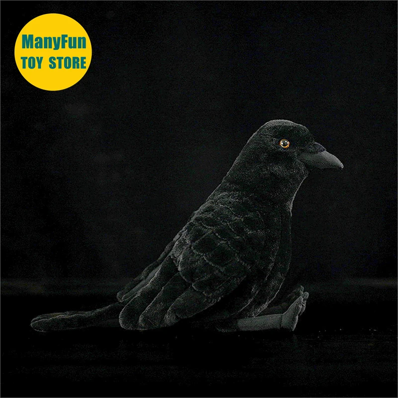 Realistic Corvus Corax High Fidelity Raven Plushie Crow Plush Toys Lifelike Animals Simulation Stuffed Doll Kawai Toy Gifts 3