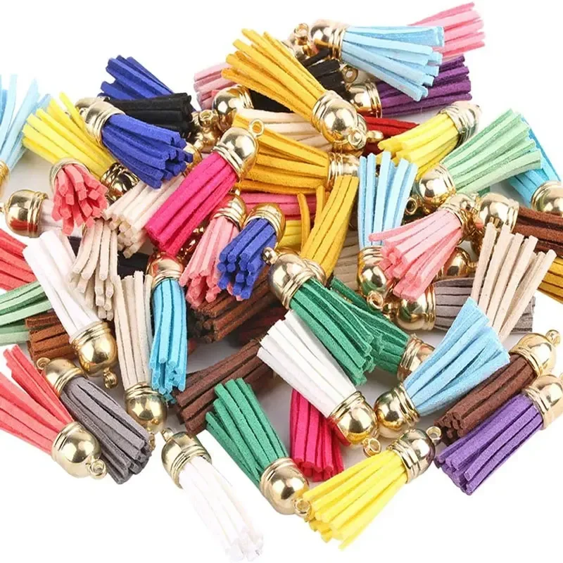 10-100Pcs Keychain Tassels Bulk Leather Tassels for Jewelry Making Colored Suede Tassel Pendant Keychain Accessory Craft Making Leather Tassels