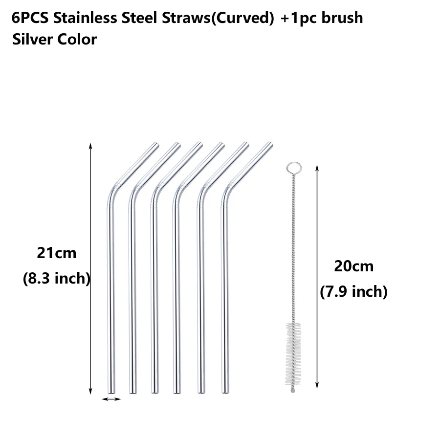 Eco-Friendly Stainless Steel Reusable Straw Set with Cleaning Brush – Perfect for Tumblers and Party Bars