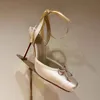 2025 Women Summer High Heeled Shoes for Woman's Square Toe Thin Heels Butterfly-Knot Pumps Sexy Ladies Ankle Strap Wedding Shoes 5