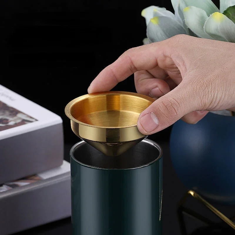 Creative Stainless Steel Ashtray with Funnel Ash Proof Personalized Design for Car and Office Use