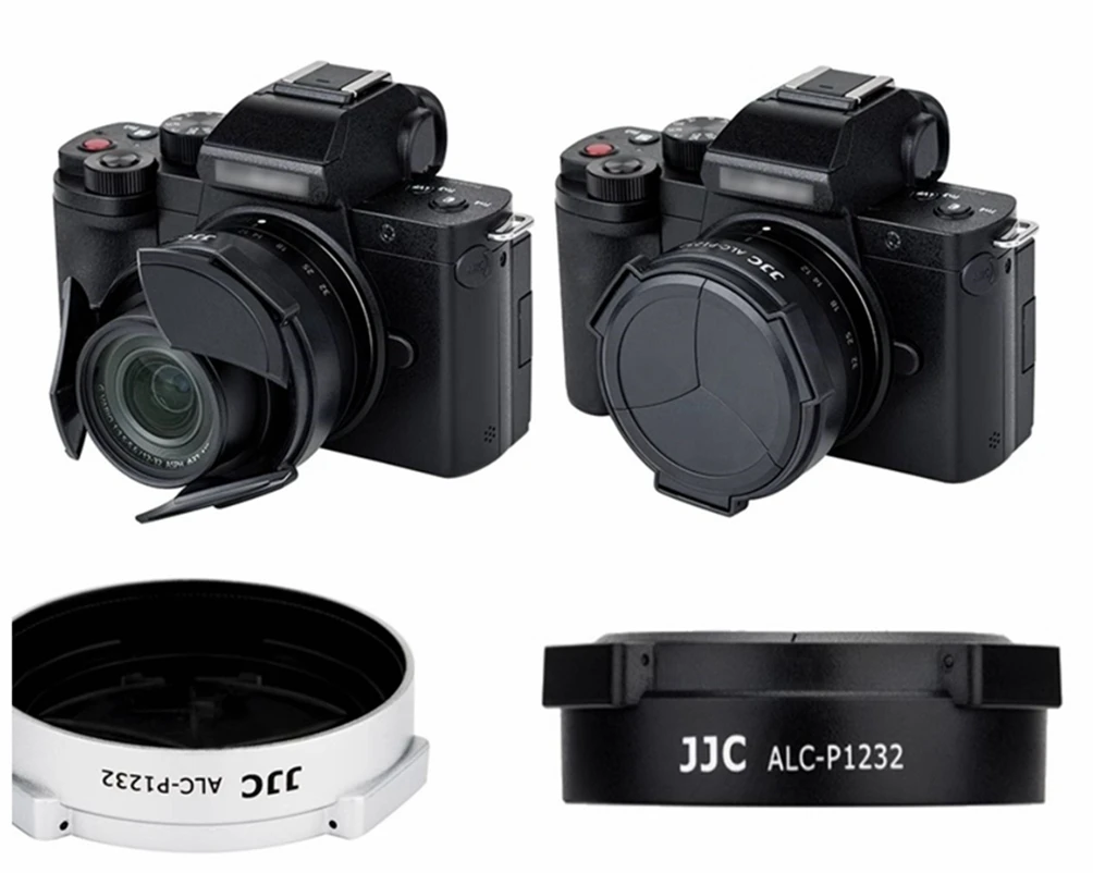 12-32mm Camera Auto Lens Cover Cap Silver Black Protective Hood