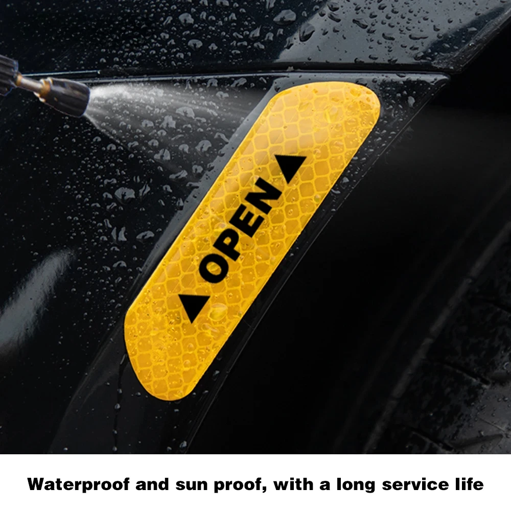 4PCS Reflective Car Door Sticker Safety Opening Warning Reflector Tape Decal Car Accessories Exterior Interior Reflector Sticker 3