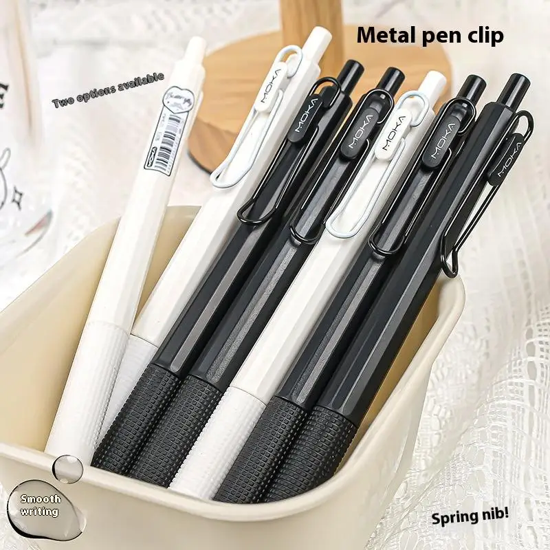 【A-Nice】6개입 리트랙터블 젤 잉크 펜 실리콘 펜 그립 ST 팁 빠른 건조 잉크 번짐 없음 0.5mm 블랙 잉크 부드러운 필기