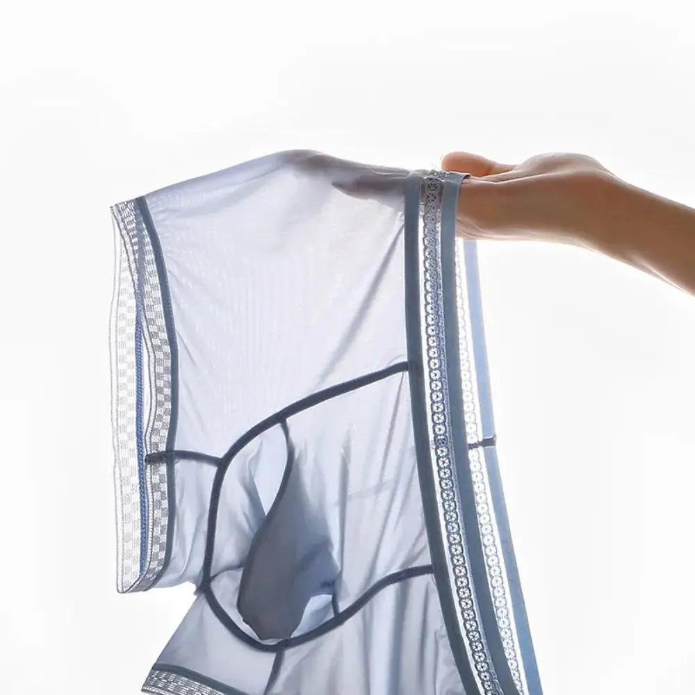 Men's Briefs Gunmetal Separation Breathable Cool Boxer Shorts Men's Translucent Sexy Men's Ice Silk Panties