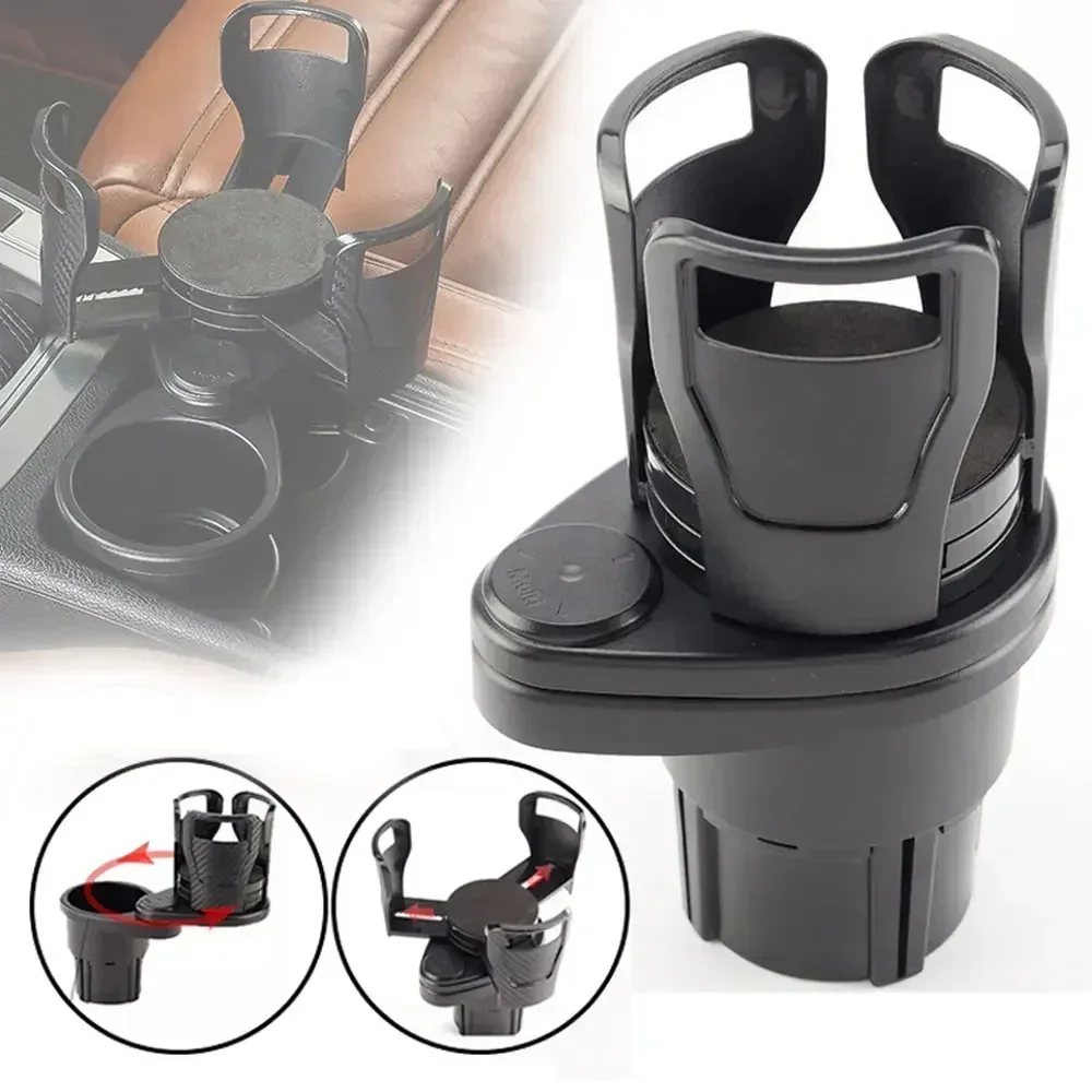 4 in 1 Car Cup Holder 360 Degree Rotating Water Vehicle Mounted No-Slip Cup Holder Multifunctional Dual Holder Auto Accessories