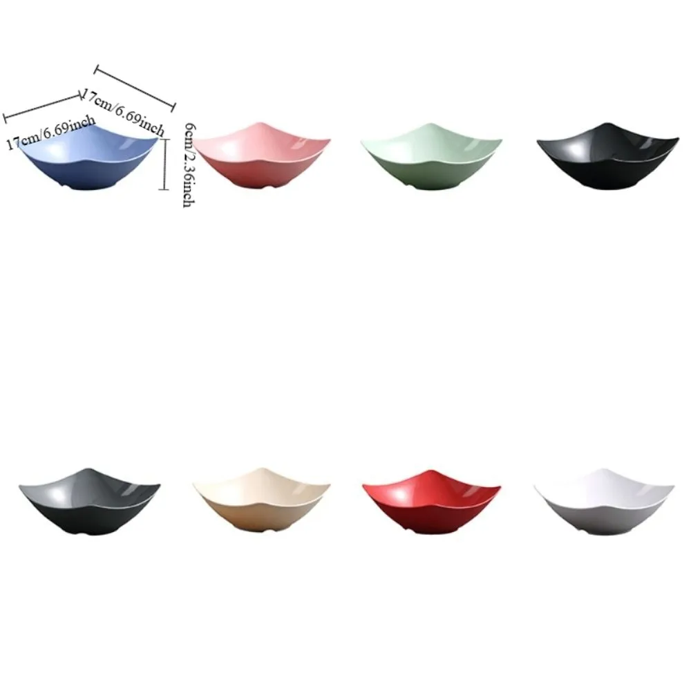 10pcs Plastic Square Salad Plate Heat-resistant Microwave-safe Soup Bowl Stackable Solid Color Cuisine Dish Restaurant