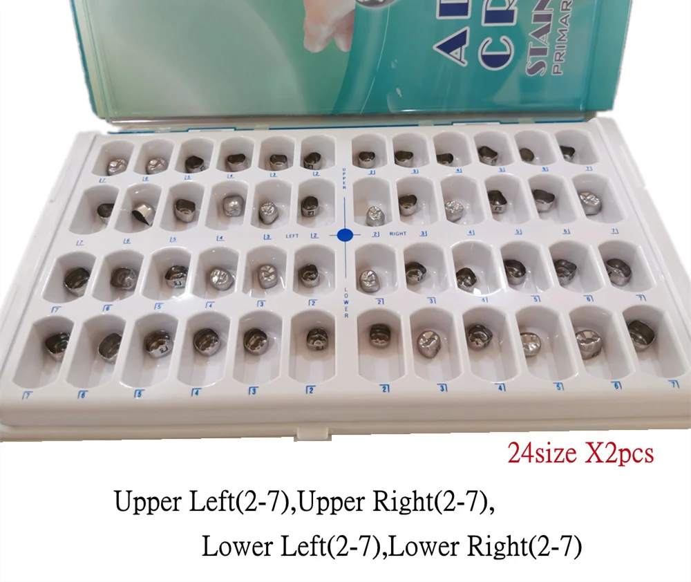 48Pcs Dental Primary Molar Crowns Stainless Steel Adult Temporary