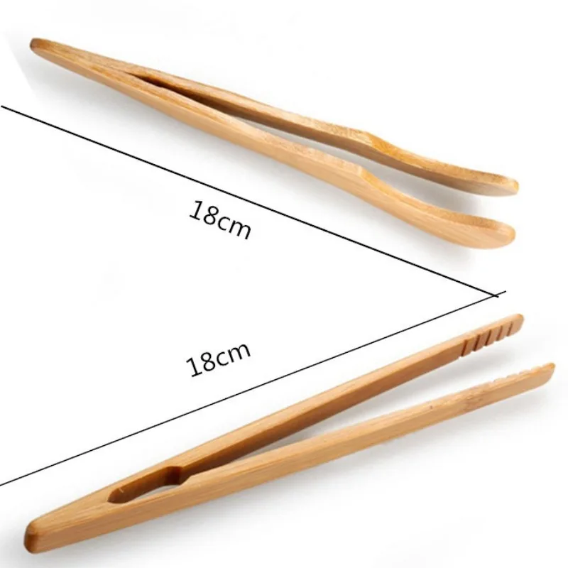 1Pcs Wooden Tea Tweezer Bacon Tea Clip Tongs Bamboo Salad Food Toast Bend Clip Straight Clips Kitchen Accessories Teaware