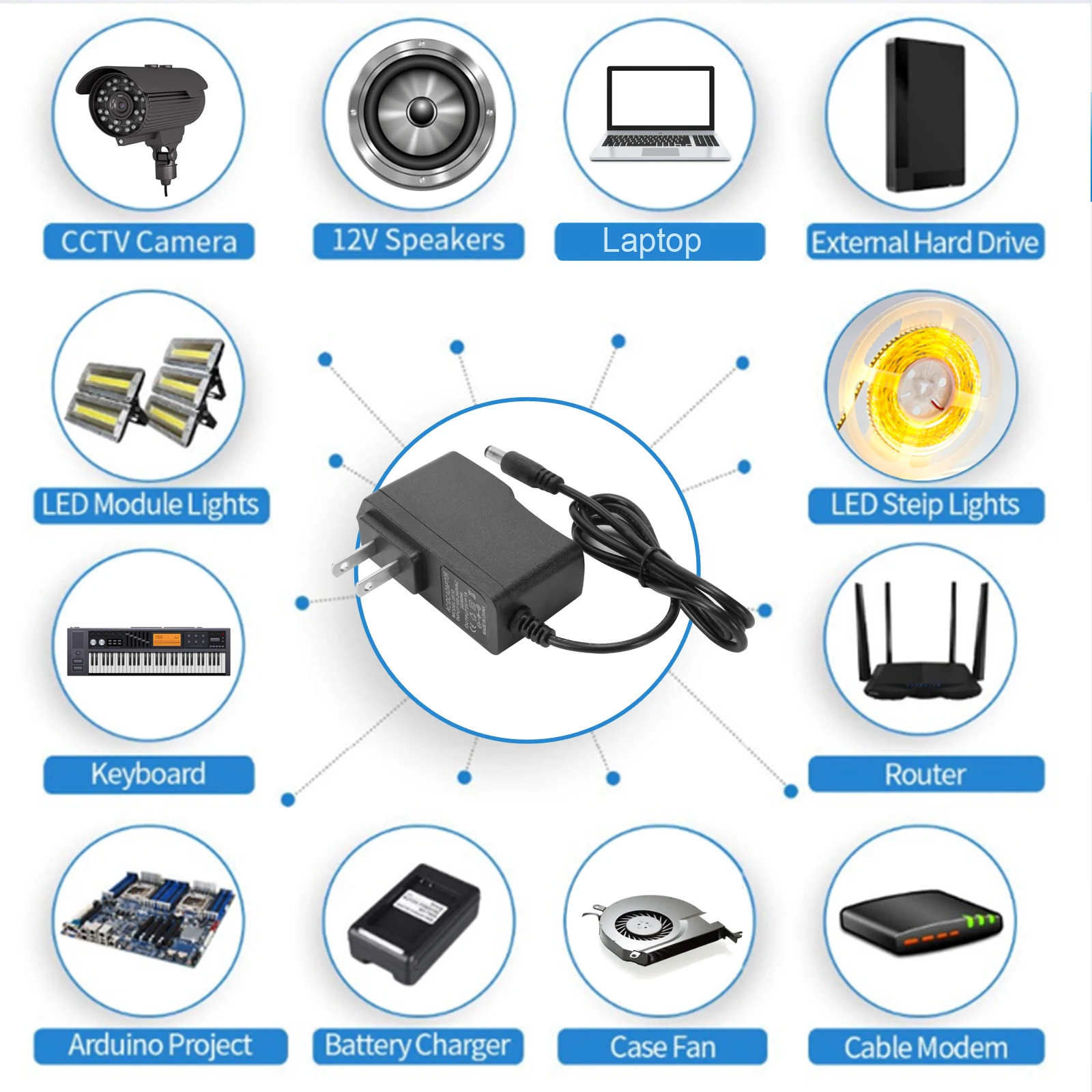 AC110-220V DC 5V 12V 15V 24V 36V 48V 1A 2A 3A 5A 6A 8A Universal Power Adapter Supply Charger adaptor EU US for LED light strips power adapter