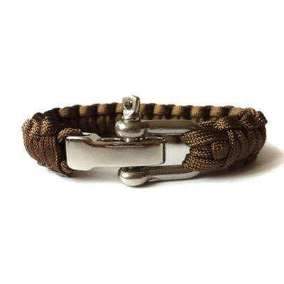 1PC Survival Paracord Bracelet Stainless Steel Buckle Bracelet Wilderness Wristband 