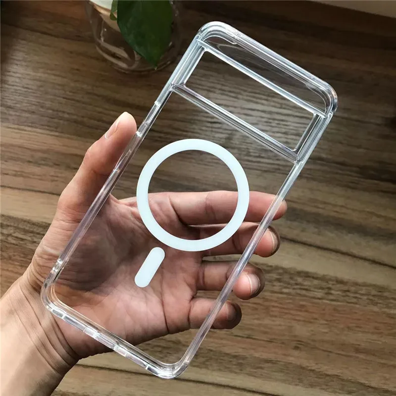 Фото Прозрачный магнитный беспроводной зарядный чехол для телефона Pixel 8Pro, для Google Pixel 7 8 8Pro 7A Magsafe, Ультратонкий силиконовый мягкий чехол №2