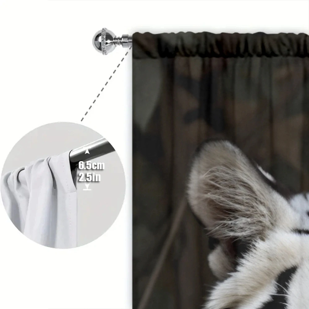 Tiger Printed Curtain for Home Decor - Rod Pocket Window Treatment for Bedroom, Kitchen, Living Room 4