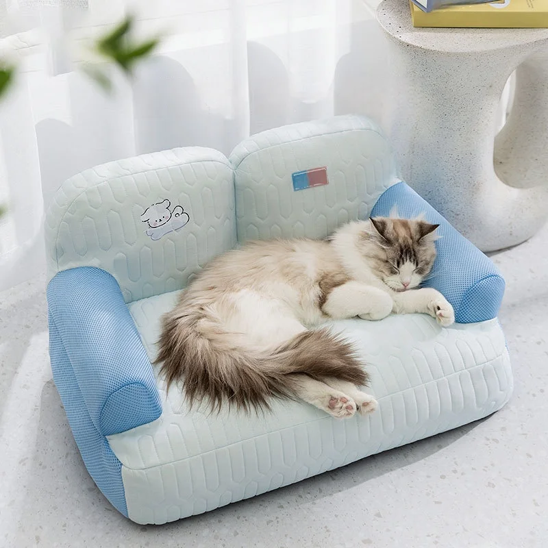 Pet Cooling Bed for Dogs Cats Ice Silk Dog Cooling Sofa Summer Dog Beds Cat Bed Washable