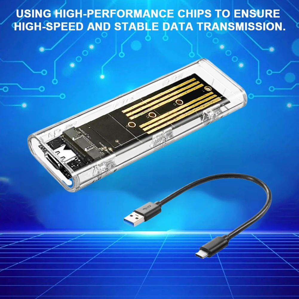 M.2 NGFF SATA Tip C USB 3.1 Şeffaf Harici SSD Durumda 10 Gbps SSD Muhafaza Harici SSD Adaptörü 2230 2242 2260 2280