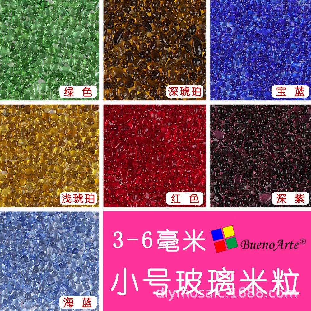 

3 ~ 6mm Small Colored Glass Rice Grain Irregular Transparent Glass Sand Creative Handmade Glass DIY Transparent Material 1kg