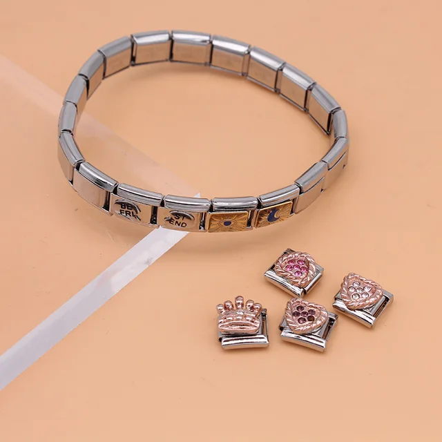 Hapiship New Original Daisy Rose Heart Crown Dazzling CZ Italian Charm Fit 9mm Bracelet Stainless Steel Jewelry Making DJ250 4