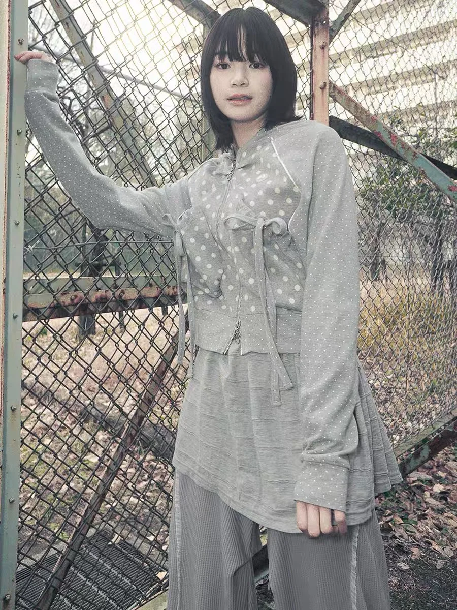 Casual Sle Color Blo Hoodie Jaet Women's  Slim Fit Top Spring 2025 Cotton Long Sve Zipper Closure Pattern