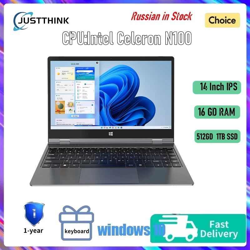 

Game Laptop intel Celeron N100 Fingerprint 14 Inch Laptop Touch Screen DDR4L 16GG RAM 512G 1T SSD Windows 11 Thin Gaming Laptops