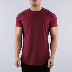 Men's Summer Skinny Fit Cotton Gym Tee - US XXXL (Burgundy)
