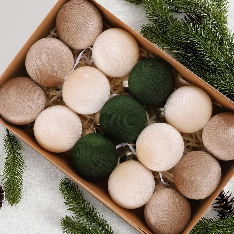 15pcs 6cm Velvet Christmas Ball Pendant Big Xmas Tree Hanging Ball Ornaments 2025 Christmas Decoration For Home New Year Party