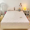 Soft Fitted Sheet with Pillowcase Simple Style Bed Cover Elastic Bedsheet Single/Queen Size Bed Linen for Home roupa de cama 3