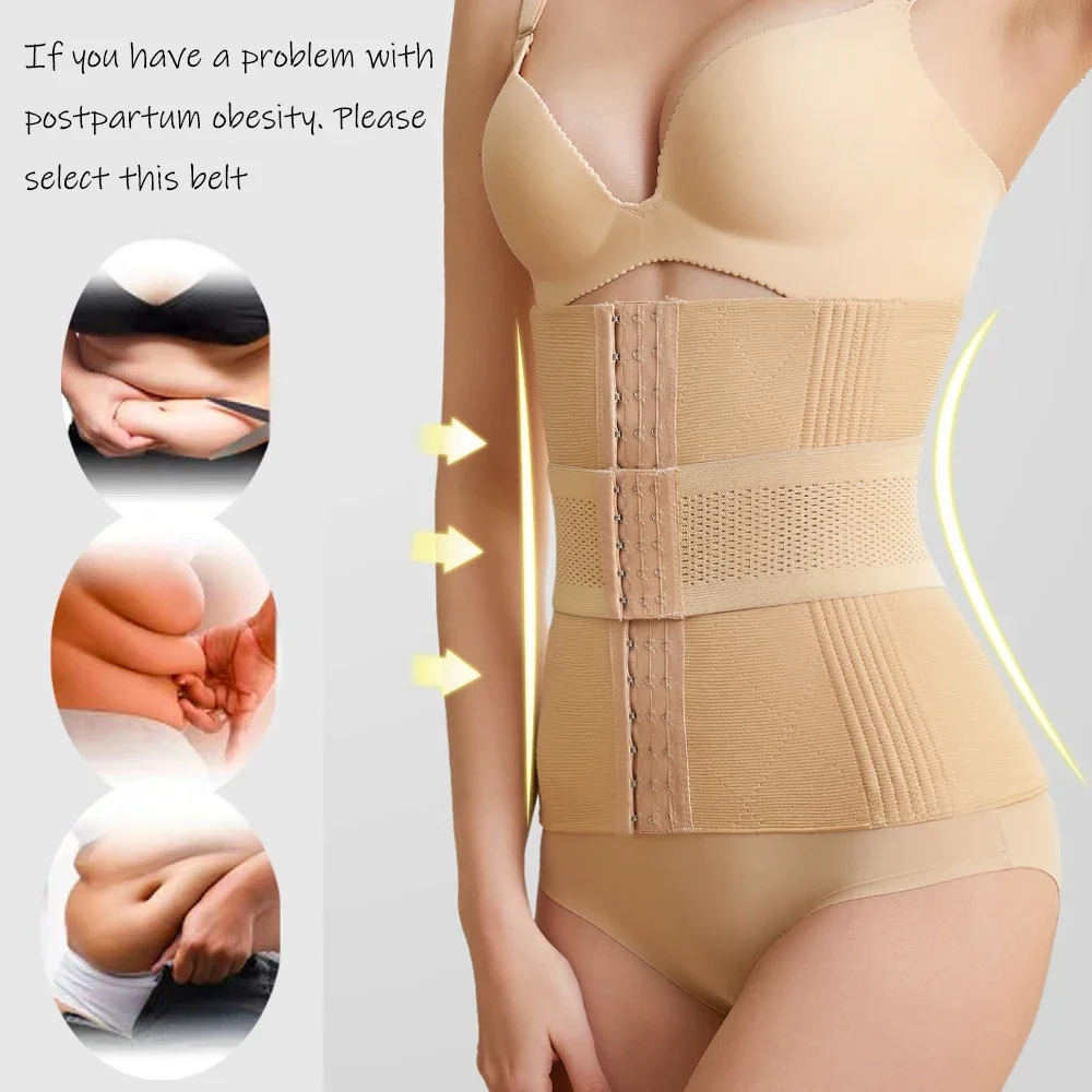 Women Waist Trainer Belt Body Shaper Tummy Trimmer Corset Femme Postpartum Recovery Waist Cincher Reinforcing Band Slimming Belt