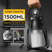 One Hand Open Outdoor Portable Thermos Bottle,with Paracord Handle,Large Capacity Insulated Bottle Leak-proof Water Bottle 1