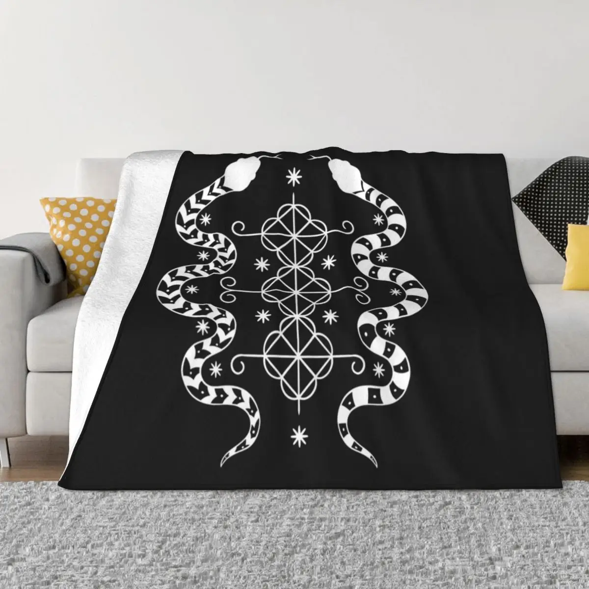 

Damballah Wedo Veve loa symbol Throw Blanket Decorative Throw Bed linens Blankets