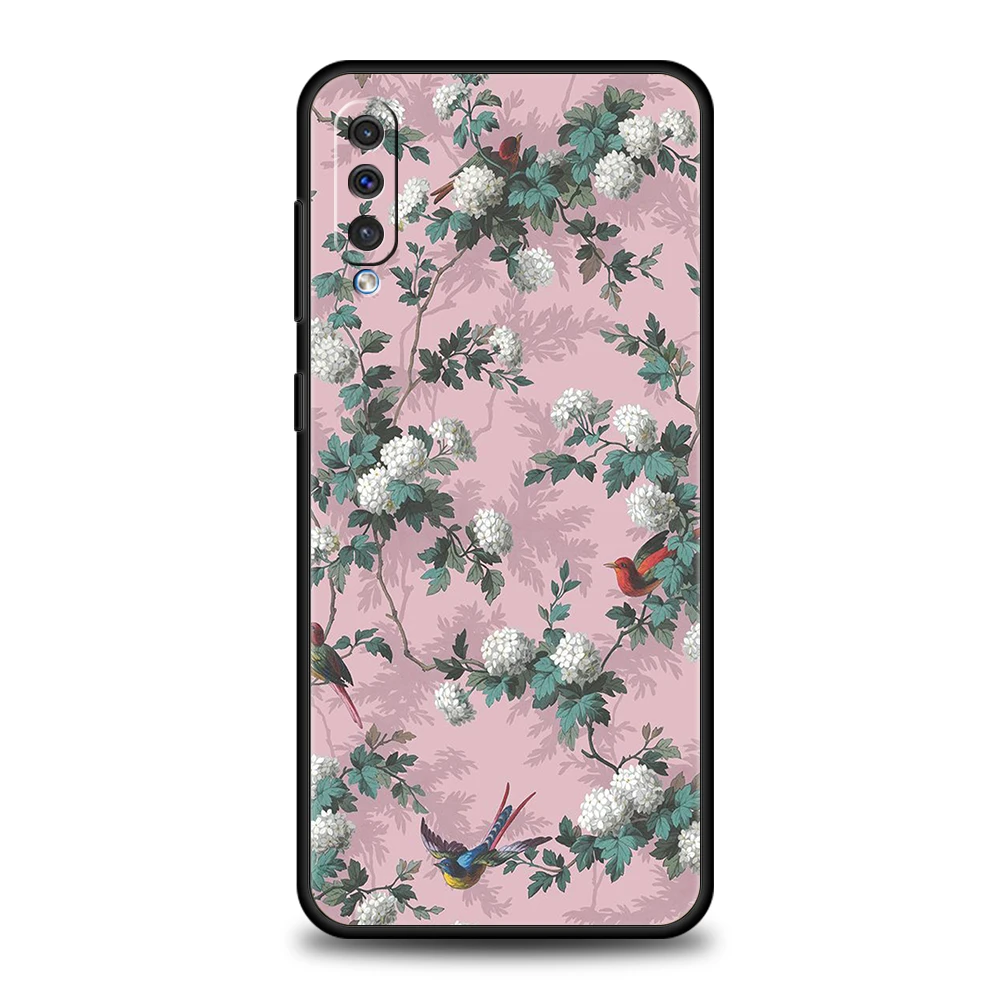 Black Silicone Floral Phone Case Cover - Elegant Design