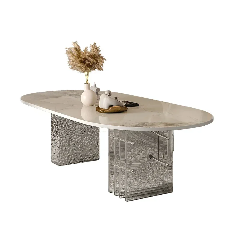 Stone slab dining table and chair combination, light luxury, modern simple dining table, small household, household slate