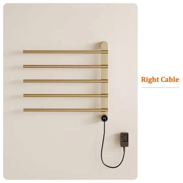 เครื่องทำชั้นวางผ้าขนหนูไฟฟ้าอัจฉริยะ2024 304ทอง/เงินชุบทอง/ผ้าขนหนูสแตนเลสสีดำสำหรับห้องน้ำ110/220V 1