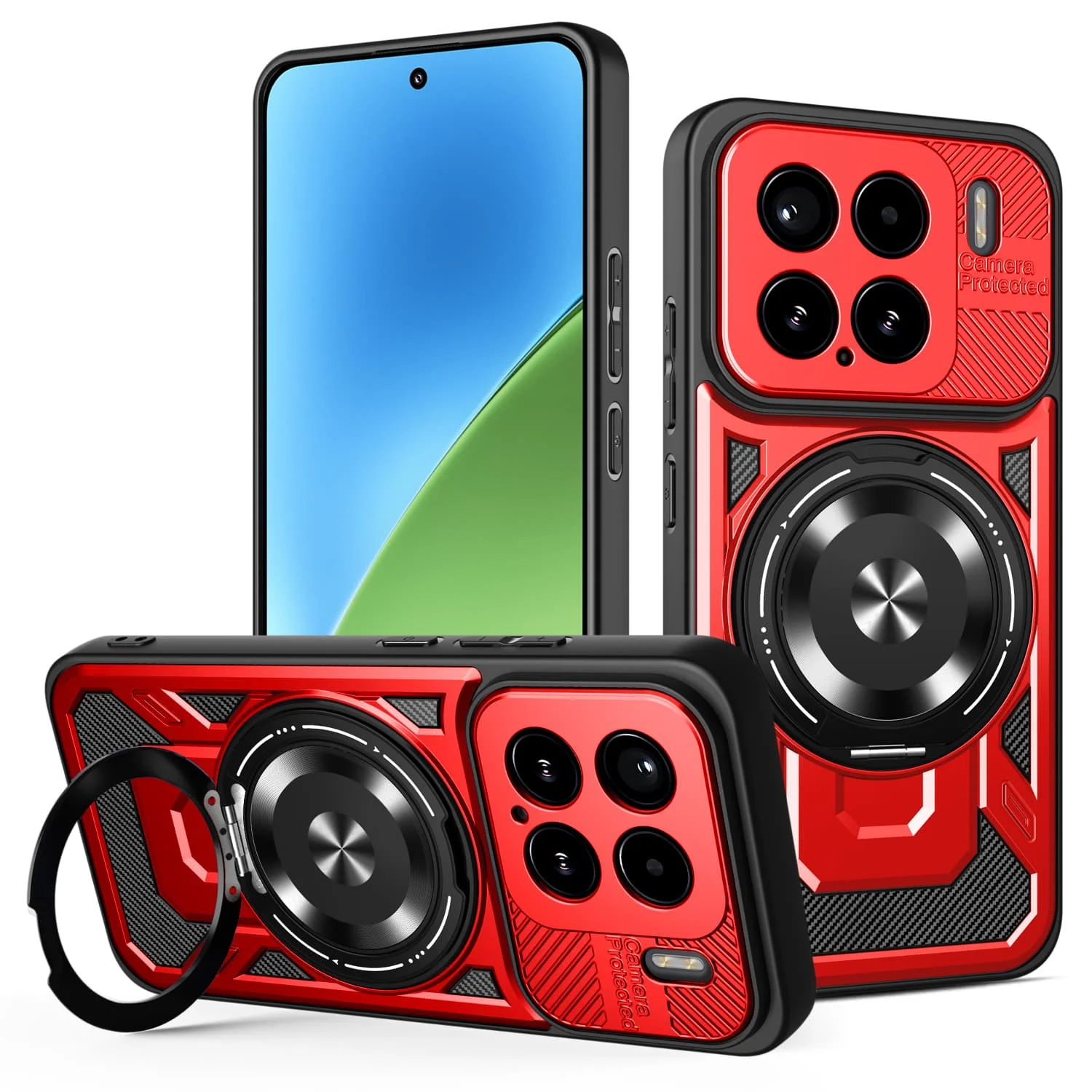 Shock Proof Armor Case with Magnetic Heavy Duty Rugged Ring Kickstand Protection
