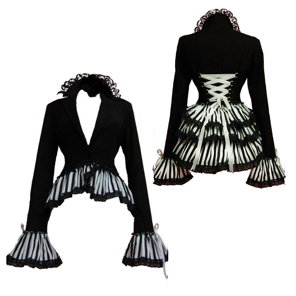 Punk Rave Pyon Abito Giacca Kimono Goth Per Donne Nero Steampunk Lolita
