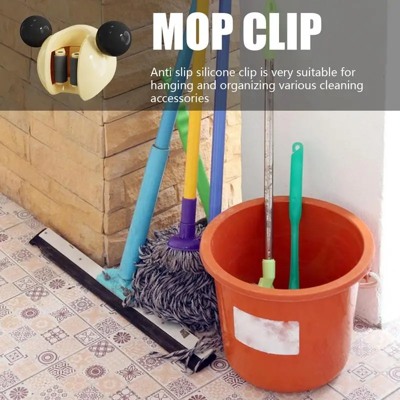 Dangling Broom Organizer Bear Shape Mop Rack Removable Household Gadgets Dangling Home Organization For Bathroom Kitchen