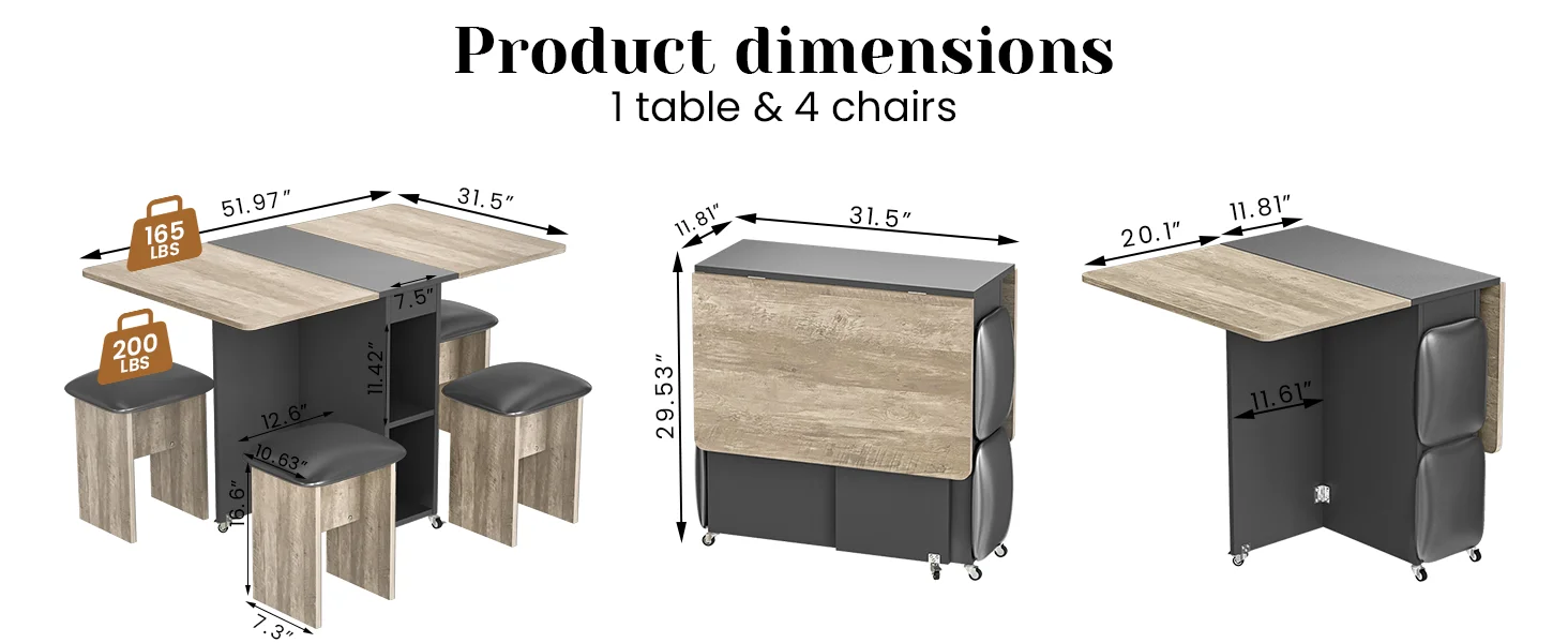 Modern Beige 5 Piece Dining Room Table and Chairs Set