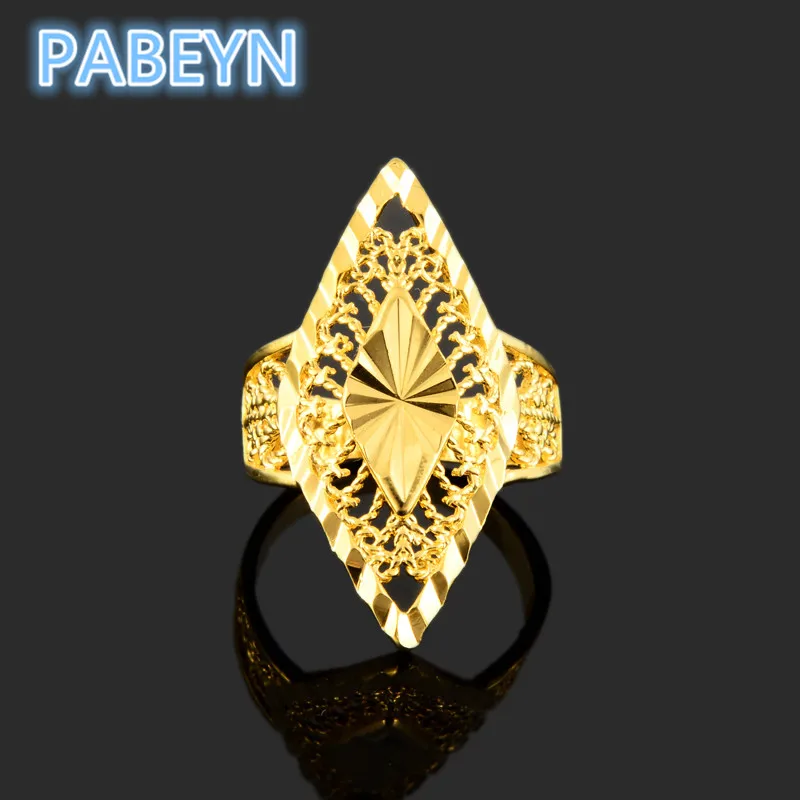 Luxury 24K Gold Rings Korean Gold Plated Geometric Rings Women's Glamour Engagement Jewelry Gifts - 5