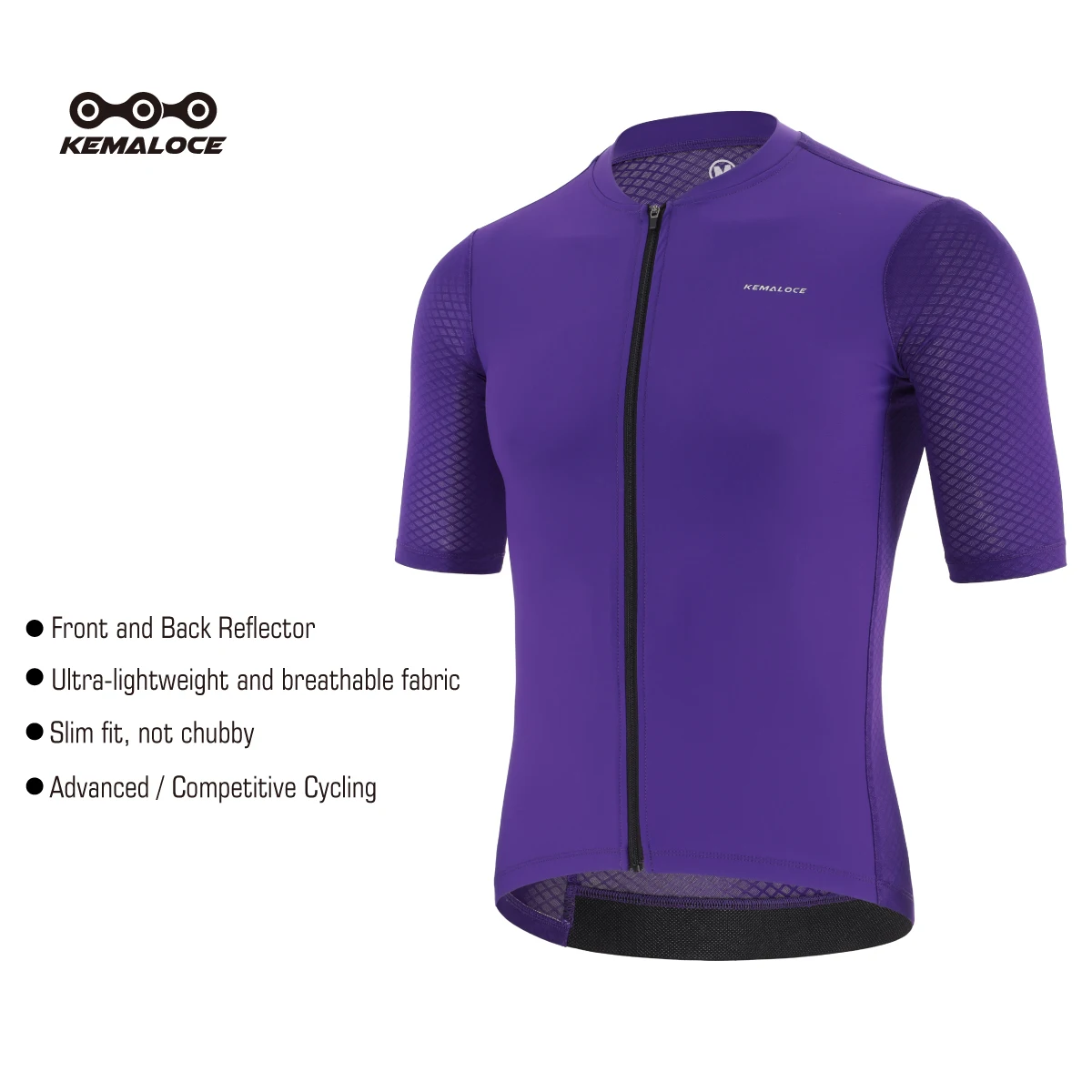 Men's Short Sleeve Cycling Jersey - Reflective, Breathable, Cool - Solid Colors