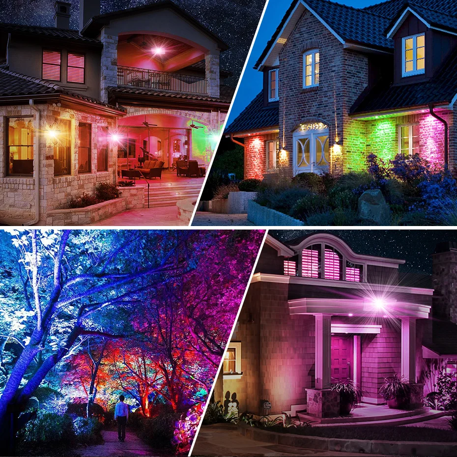 AC220V RGB Led Floodlights 300W 100W 50W LED Reflector IP65 Waterproof Home Lighting Outdoor Wall Billboard Spotlight