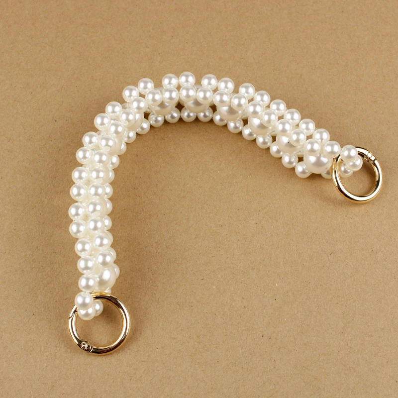 4 Pcs Pearl Bag Strap Short Handbag Purse Pearl Chain Imitation Pearl Bead  Handle Chain Elegant Pearl Purse Strap Clutch Replacement Accessories for