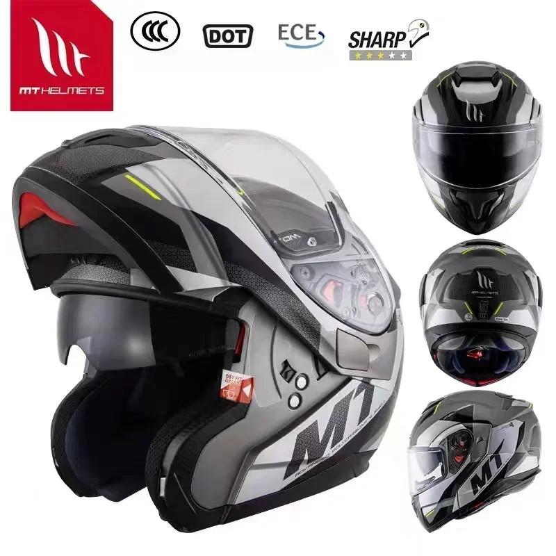 thumbnail image 1 of Casco de motocicleta MT ATOM SV abatible hacia arriba de doble lente todoterreno casco de competición en carretera certificación ECE DOT Capacete Cascos para motos Casco moto, 1 of 4
