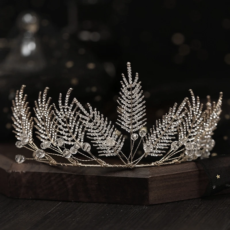 Vintage Handmade Tiara Rhinestone Crystal Tiaras And Crowns Women Pageant Bridal Wedding Hair Accessories Jewelry Diadem