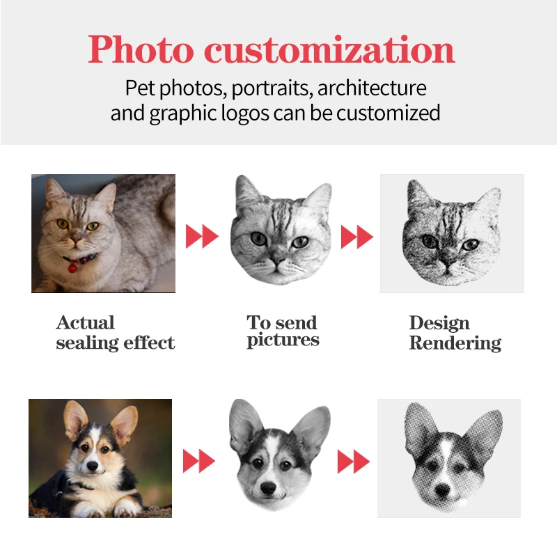 Custom-Made Pet Portrait Stamp DIY For Dog Figure Seal Personalized Cat Doggy Cuztomized Memento Chapter for Bookkeeping self ink stamps
