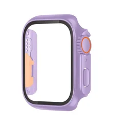 Premium Glass & Protective Case for Apple Watch - Ultra-Durable Bumper & Screen Protector Cover (Light purple)