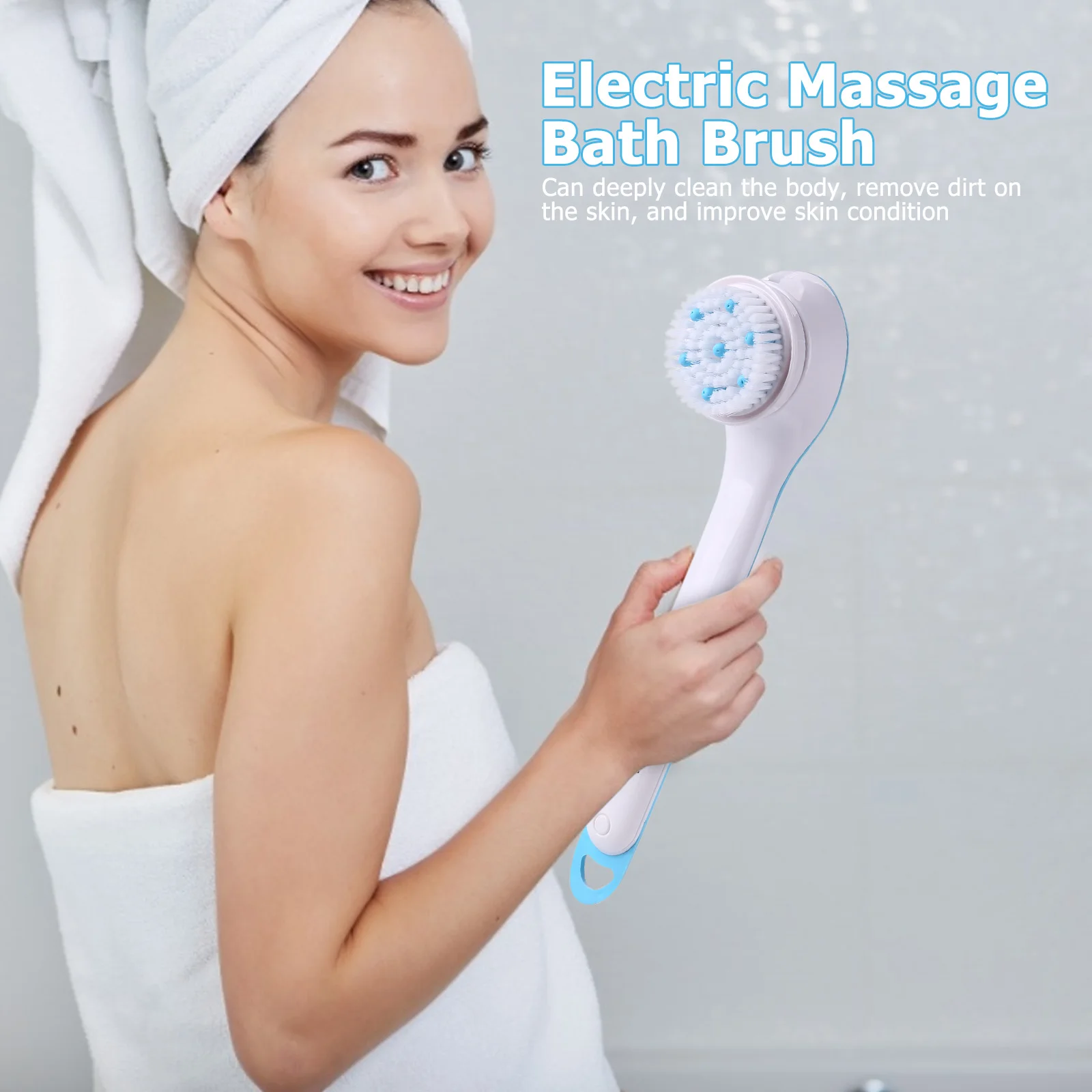 Shower Brush Waterproof Rotating Scrubber Shower Brush Long Handle With 5 Heads Skin Care Set for Household Accessories